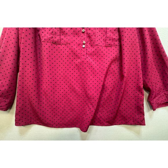 Notations Woman Long Sleeves Blouse Size 3X Pink Polka Dots Casual Pockets - Picture 4 of 12